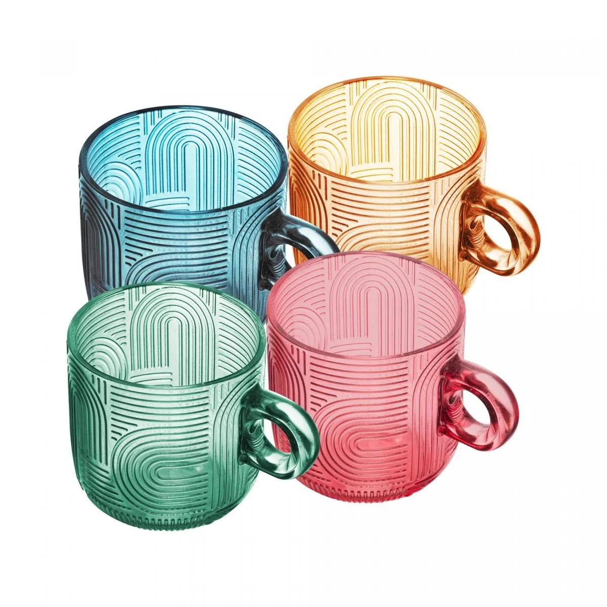 Conj 4 Xicaras Cafe Frankfurt Colorido 100ml Vidro Rojemac