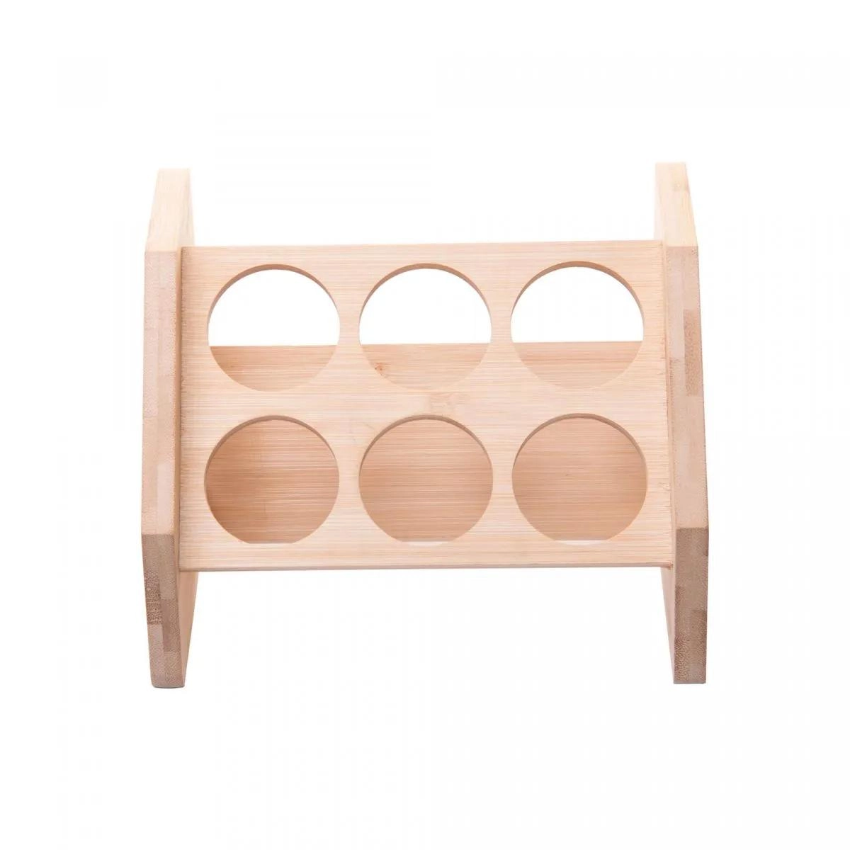 CONJ 6 PORTA TEMPEROS 20697 VIDRO 120ML SUPORTE BAMBU ROJEMAC