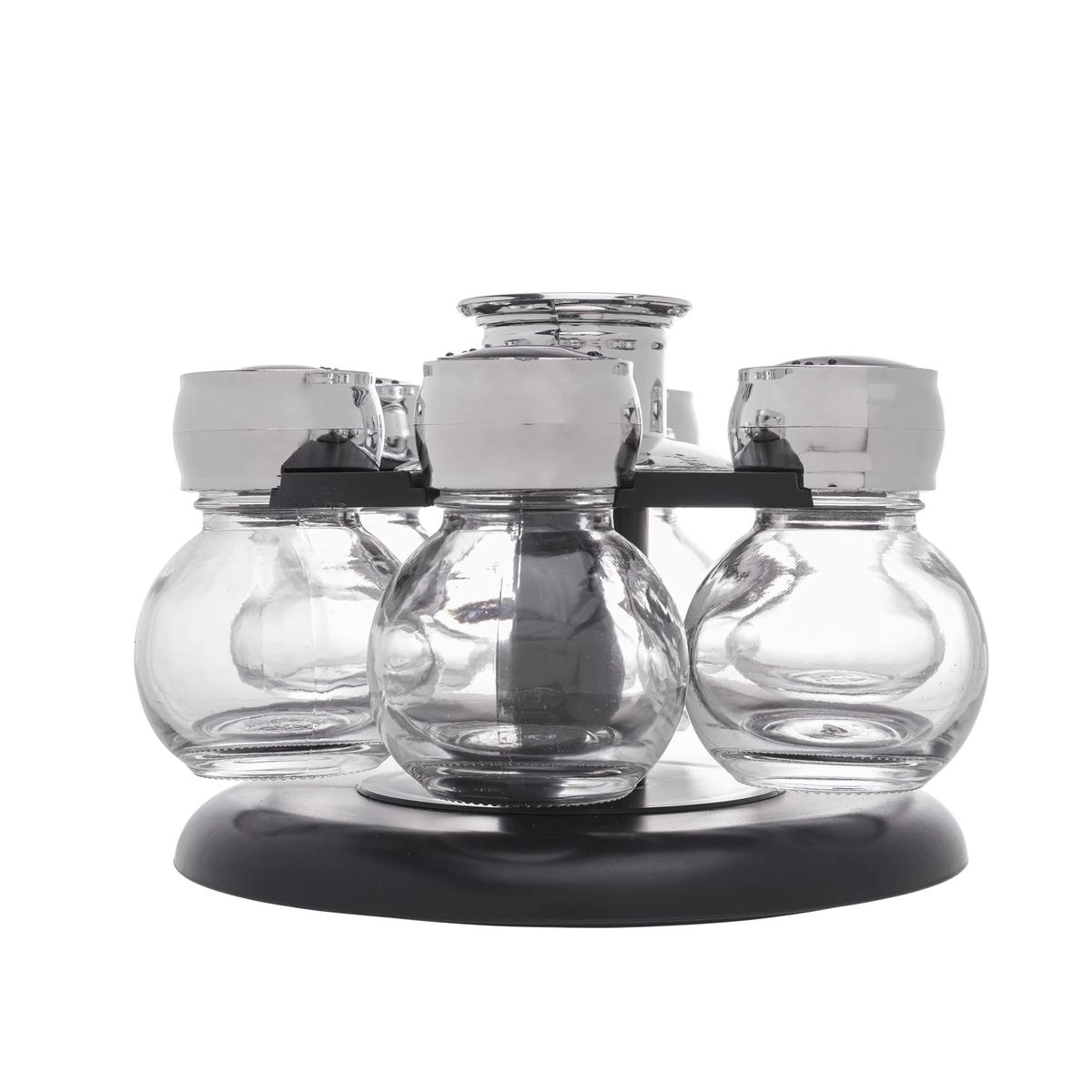 Conj 6 Potes Condimentos Base Giratoria Tampa Plastica Rojemac