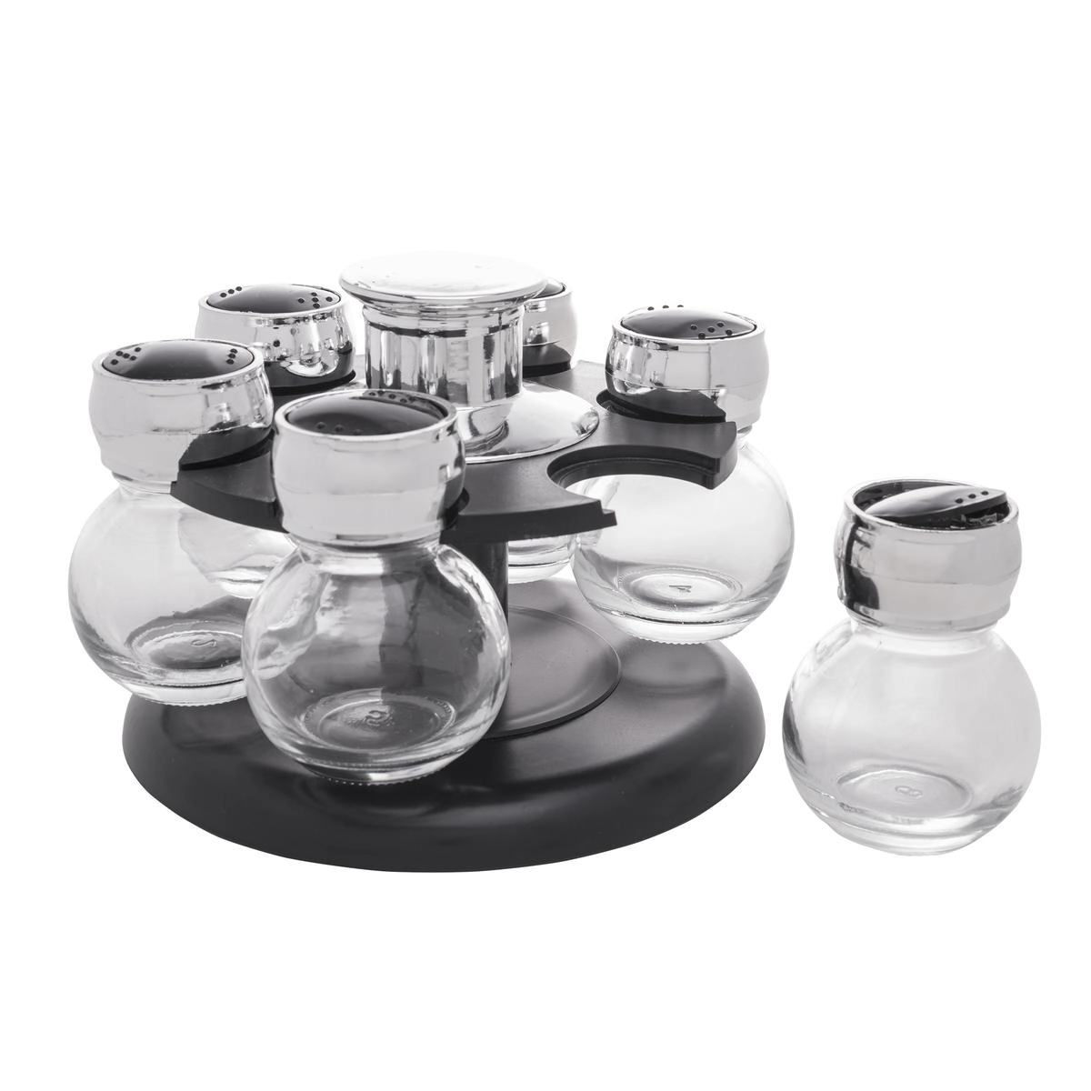 Conj 6 Potes Condimentos Base Giratoria Tampa Plastica Rojemac