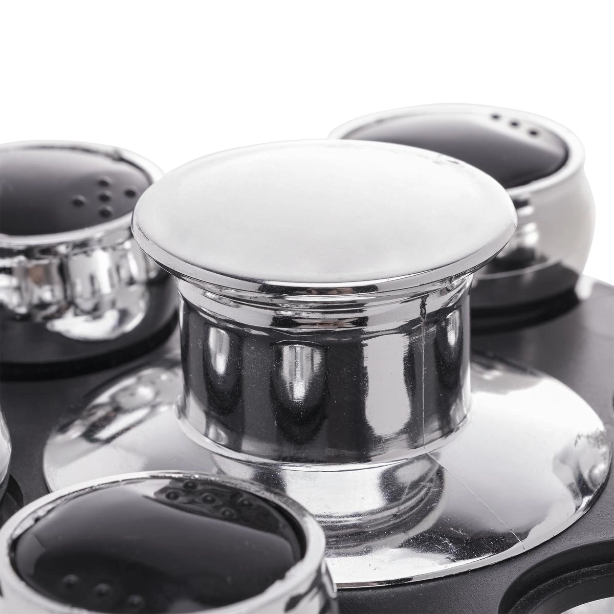 Conj 6 Potes Condimentos Base Giratoria Tampa Plastica Rojemac