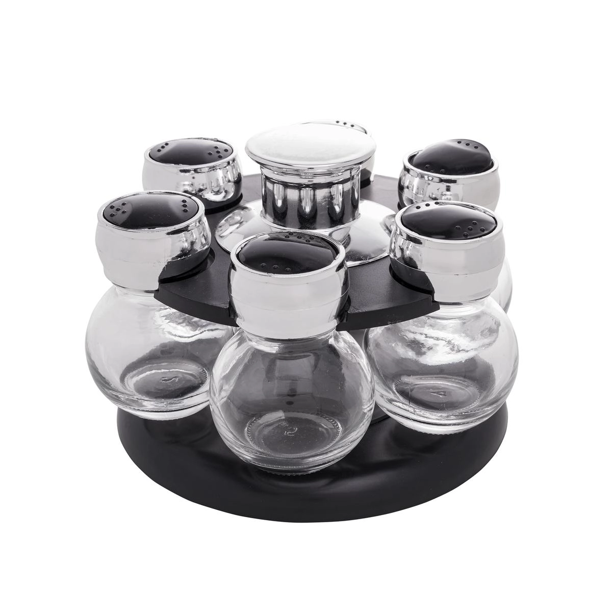 Conj 6 Potes Condimentos Base Giratoria Tampa Plastica Rojemac