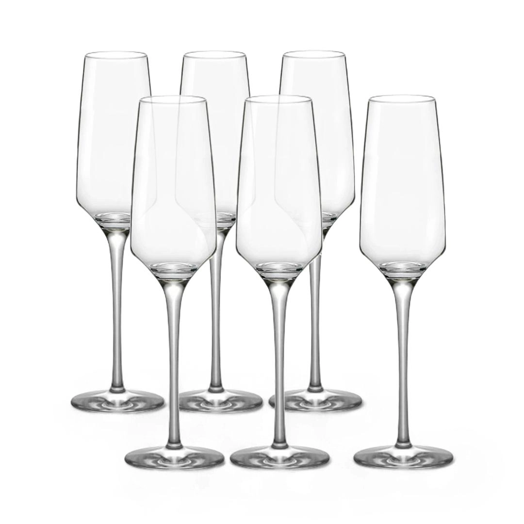 Conj 6 Tacas Champanhe Eleganza 188ml Cristal Fullfit