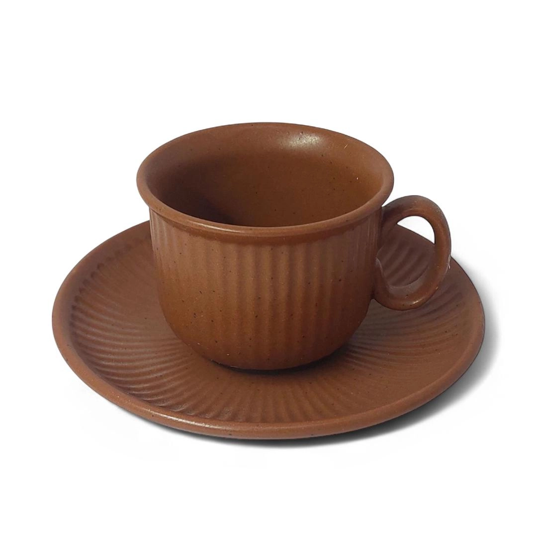 Conj 6 Xicaras Cafe Wellig 90ml C/ Pires Fullfit- Terracota