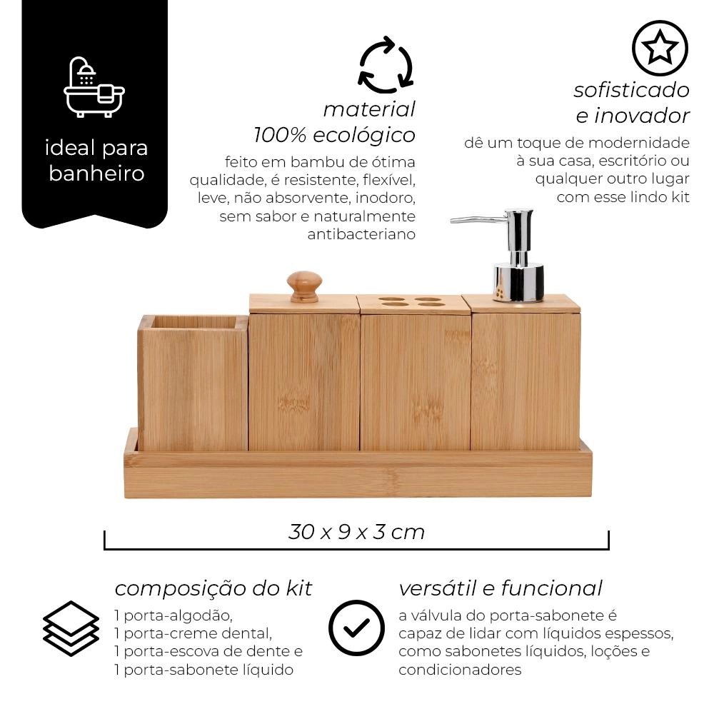 Conj Banheiro 5pcs Bm1505 Ecokitchen Bambu Mimo Style