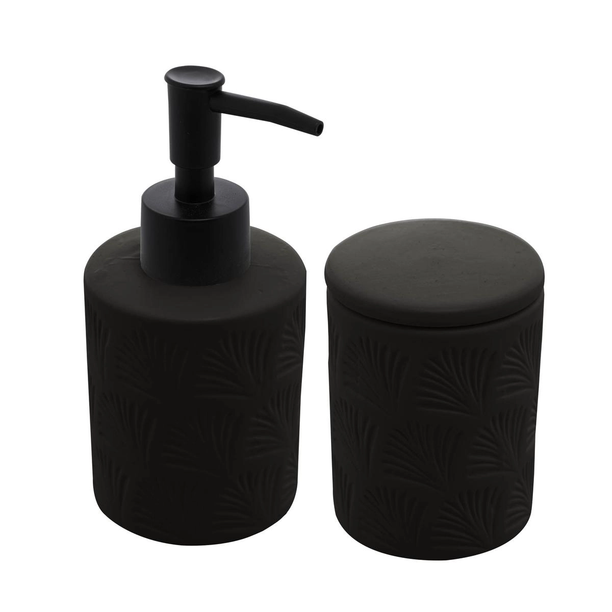 Conj Banheiro Leaf 2pcs Ceramica Rojemac- Preto 