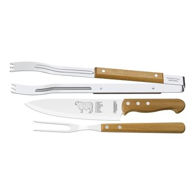 CONJ CHURRASCO 22399/075 3PCS CABO MADEIRA TRAMONTINA