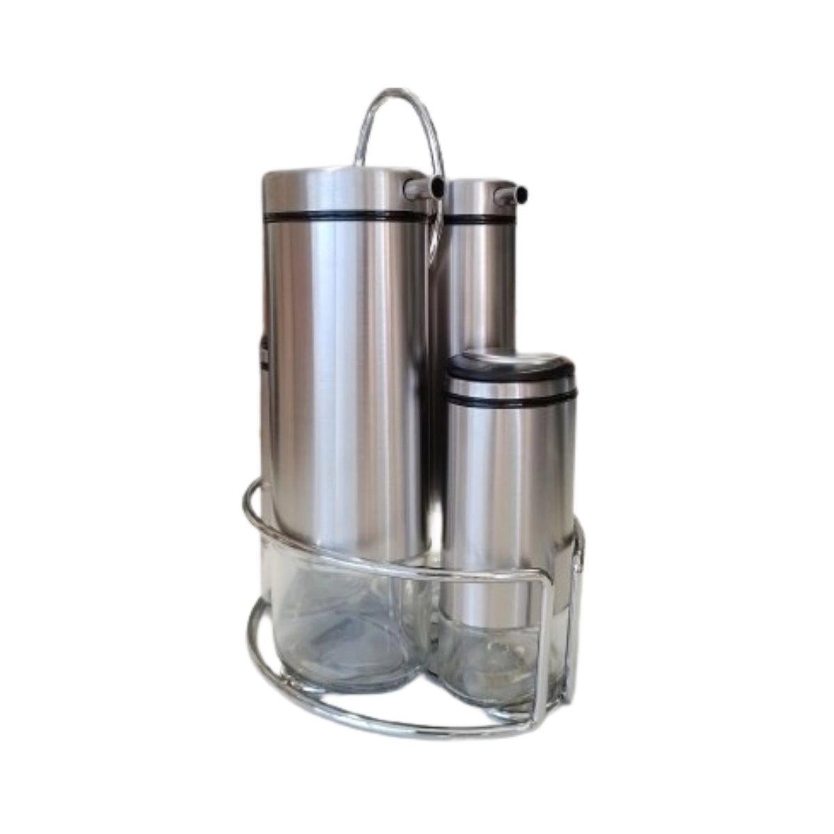 Conj Galheteiro 4pcs C/ Suporte Inox Mimo Style