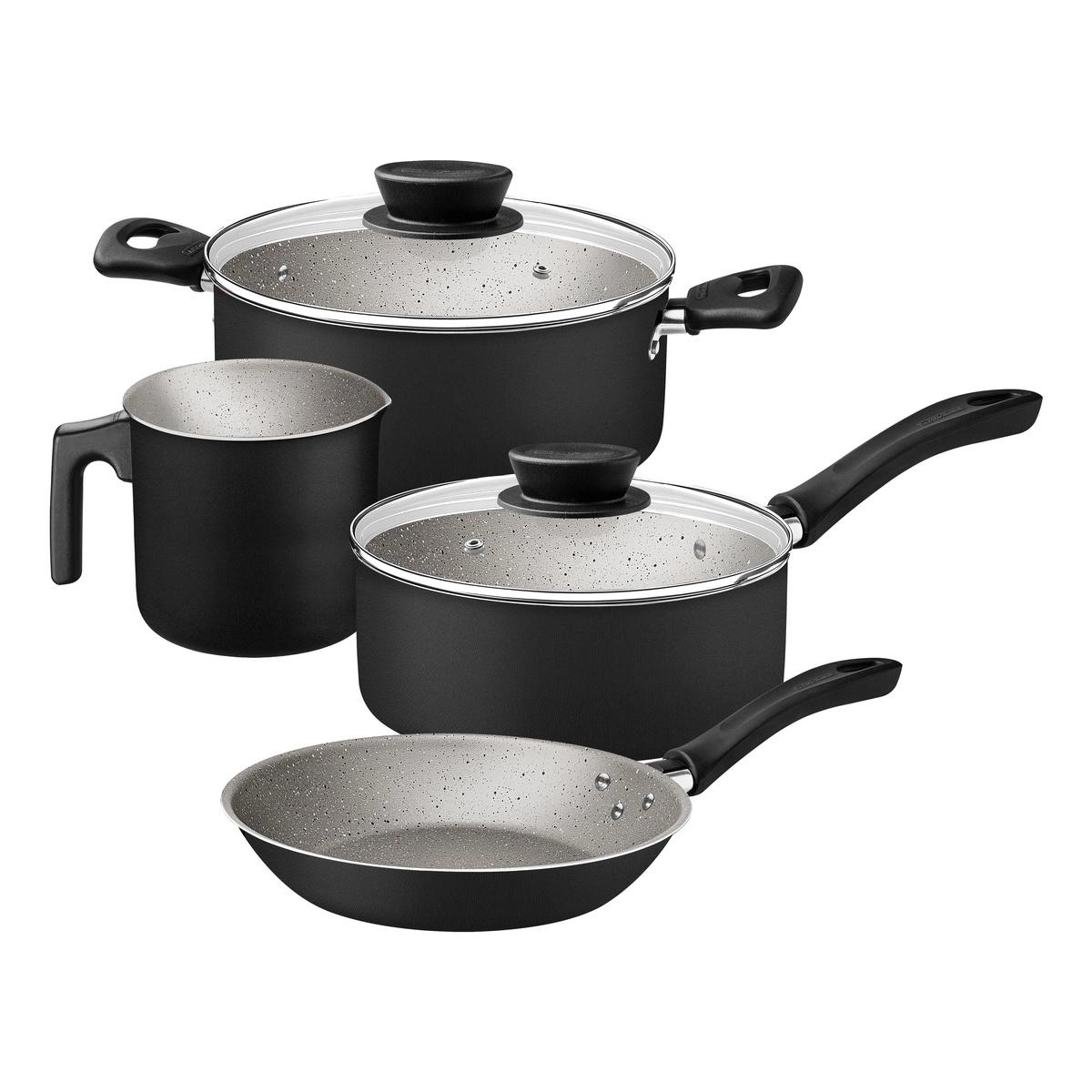 CONJ PANELAS 28299/004 LINZ PRETO 4PCS ALUMINIO C/ REV ANTIADERENTE TRAMONTINA