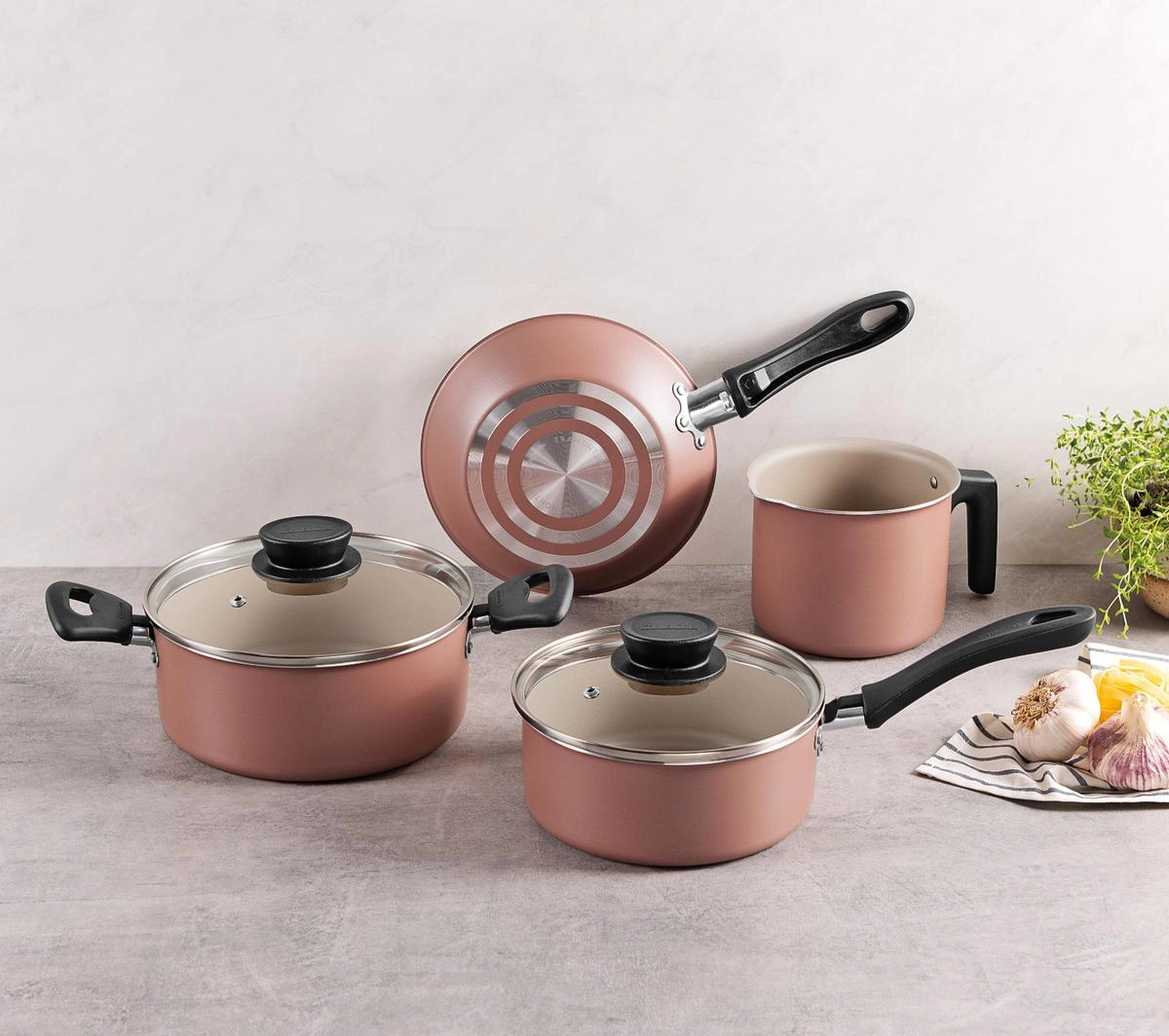 CONJ PANELAS 28299/304 LINZ MARROM 4PCS ALUMINIO C/ REV ANTIADERENTE TRAMONTINA