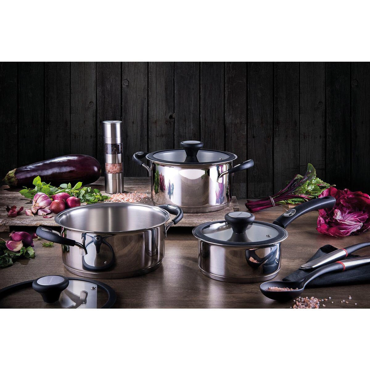 Conj Panelas Solar Silicone 5pcs Inox Tramontina