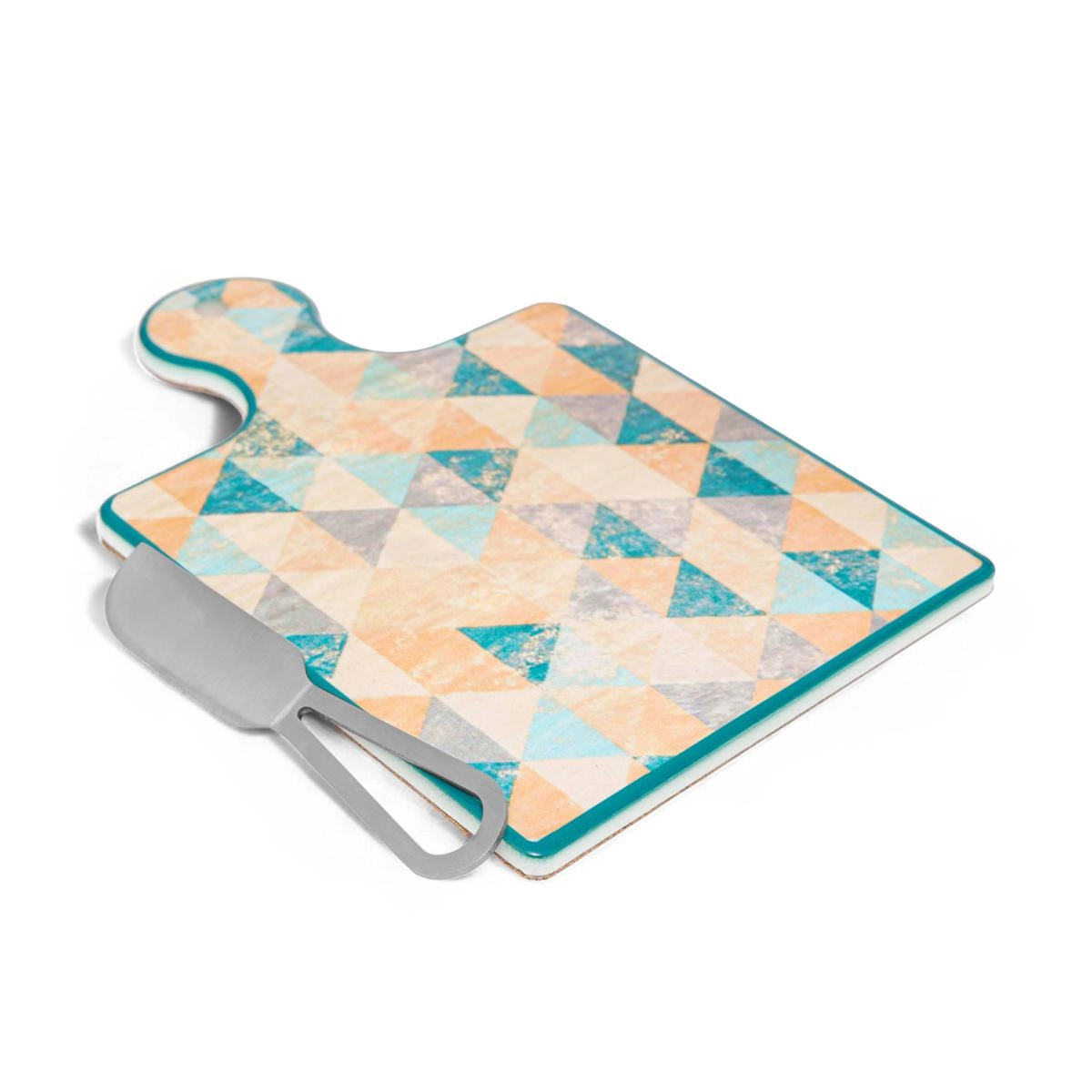 Conjunto para servir com tábua e faca de cerâmica 2 peças prata - Lyor Design