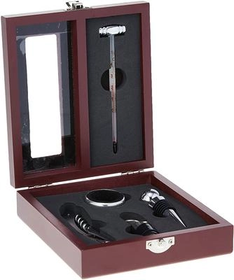 Conj Vinho 5pcs Ac22 C/ Estojo Madeira Mimo Style