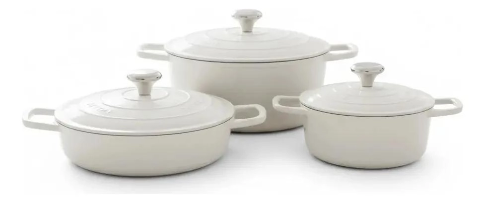 Conjunto com 3 caçarolas para indução Amalfi Crema - Vista Home