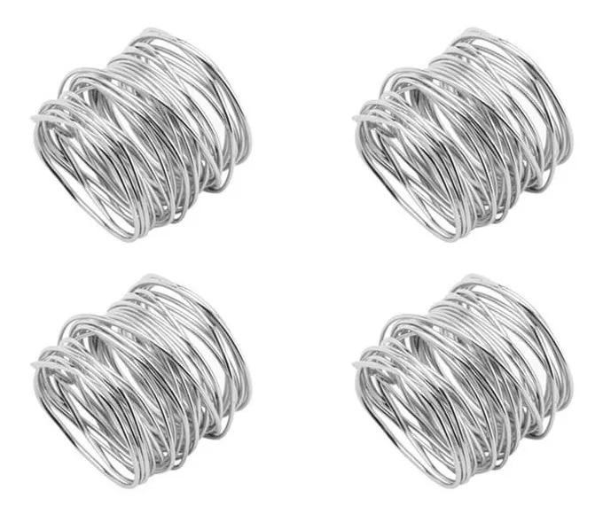 Conjunto de 4 Anéis para Guardanapos Espiral Prateado 4 cm Lyor Design