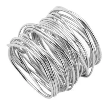 Conjunto de 4 Anéis para Guardanapos Espiral Prateado 4 cm Lyor Design