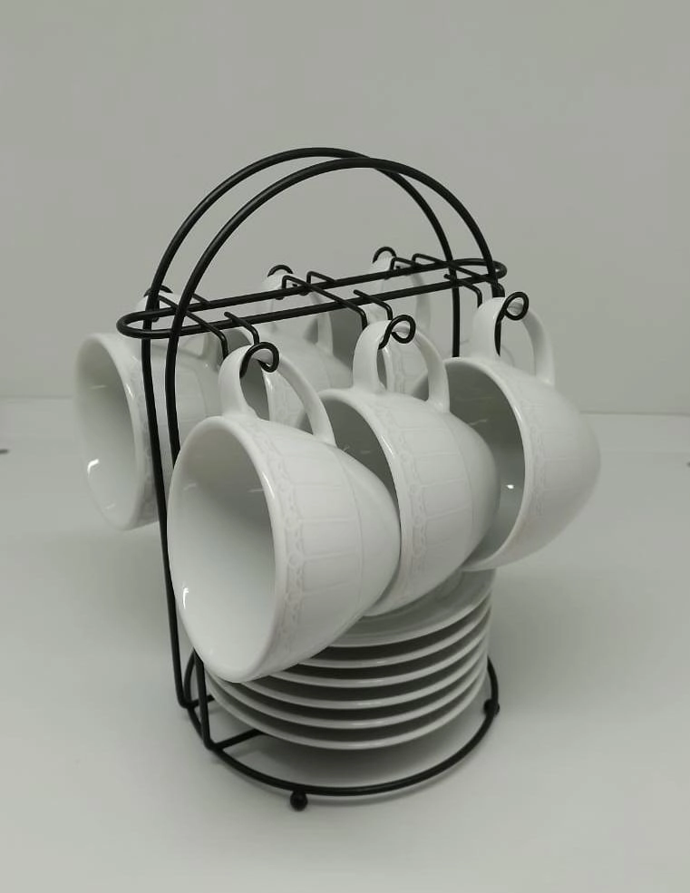 Conjunto de 6 Xicaras de Chá Palace com Pires e Suporte Arthi Germer