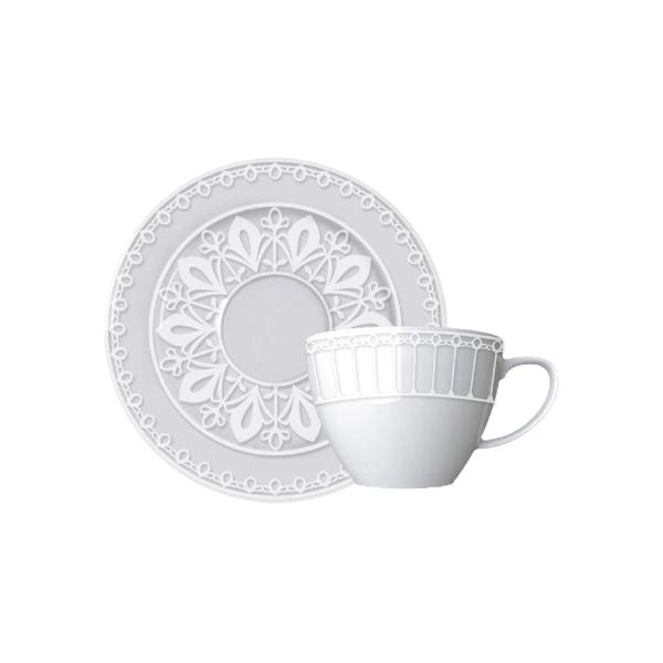 Conjunto de 6 Xicaras de Chá Palace com Pires e Suporte Arthi Germer