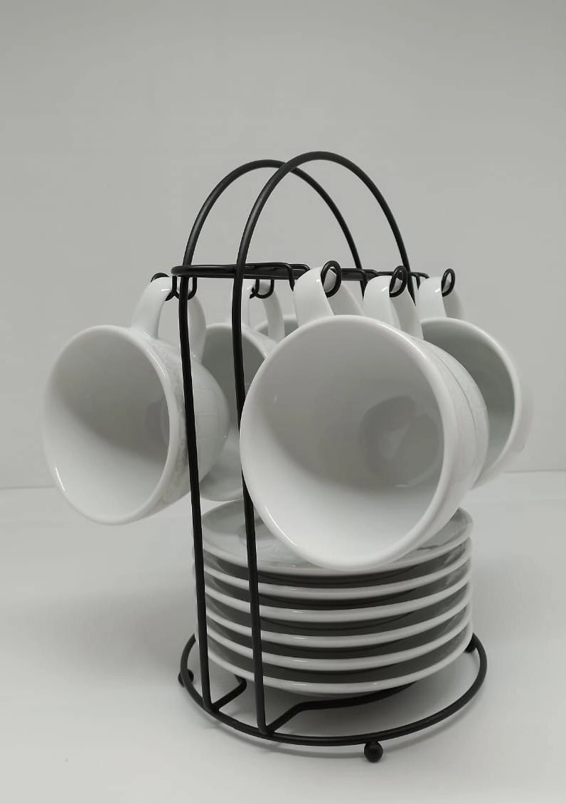 Conjunto de 6 Xicaras de Chá Palace com Pires e Suporte Arthi Germer