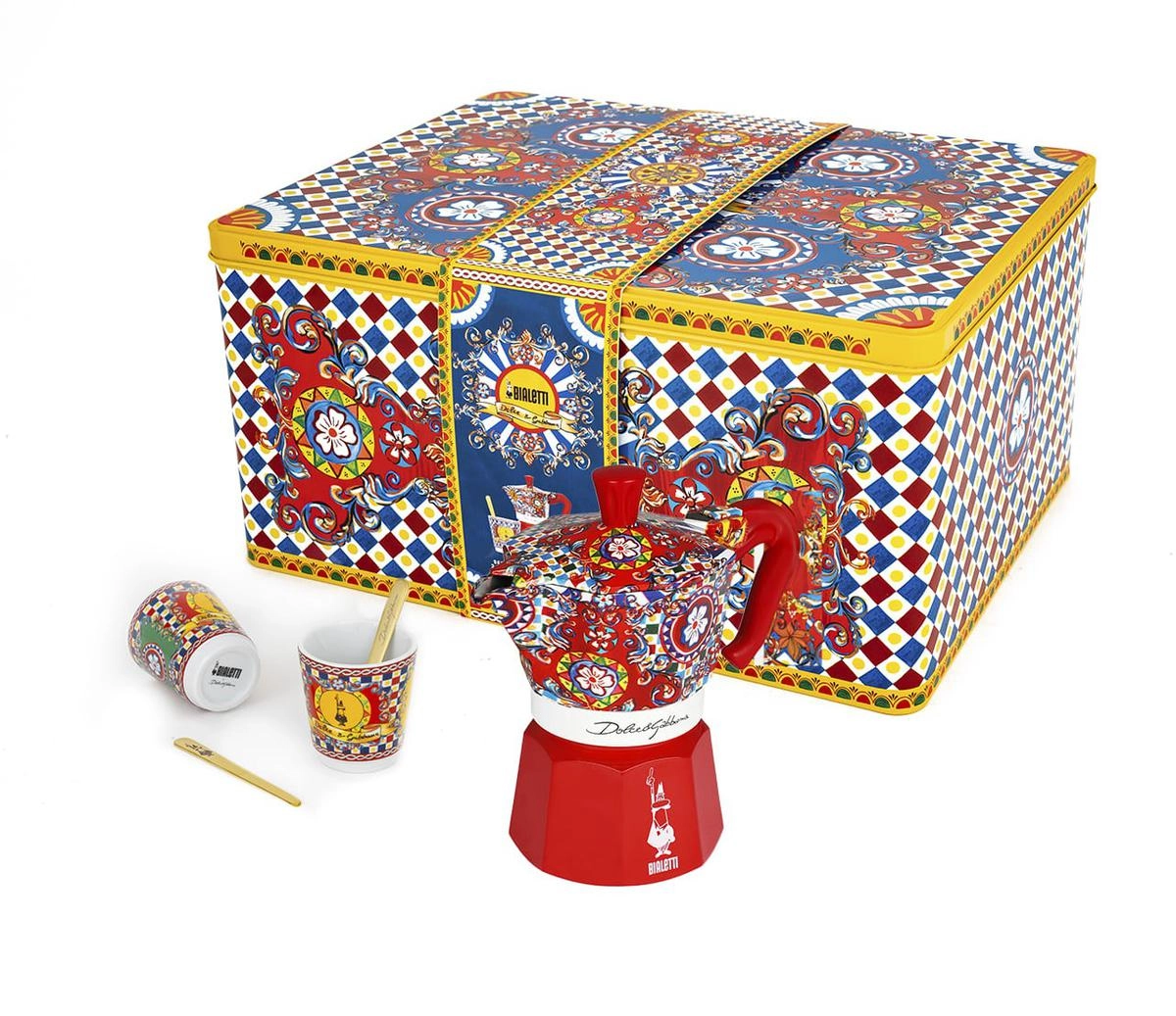 Conjunto de cafeteira Moka com 2 copos 2 xícaras Dolce &amp; Gabbana - Imeltron