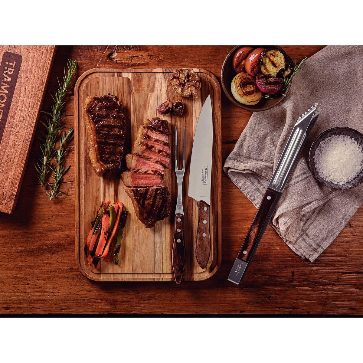 Conjunto de Churrasco Polywood Castanho 3 Peças Tramontina