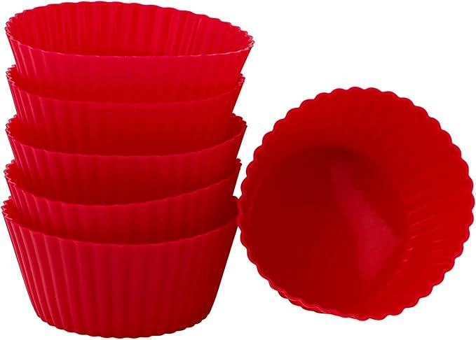 Conjunto de formas para cupcake Panific silicone 7 cm vermelho 6 peças - Wellmix