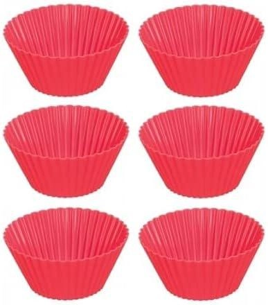 Conjunto de formas para cupcake Panific silicone 7 cm vermelho 6 peças - Wellmix
