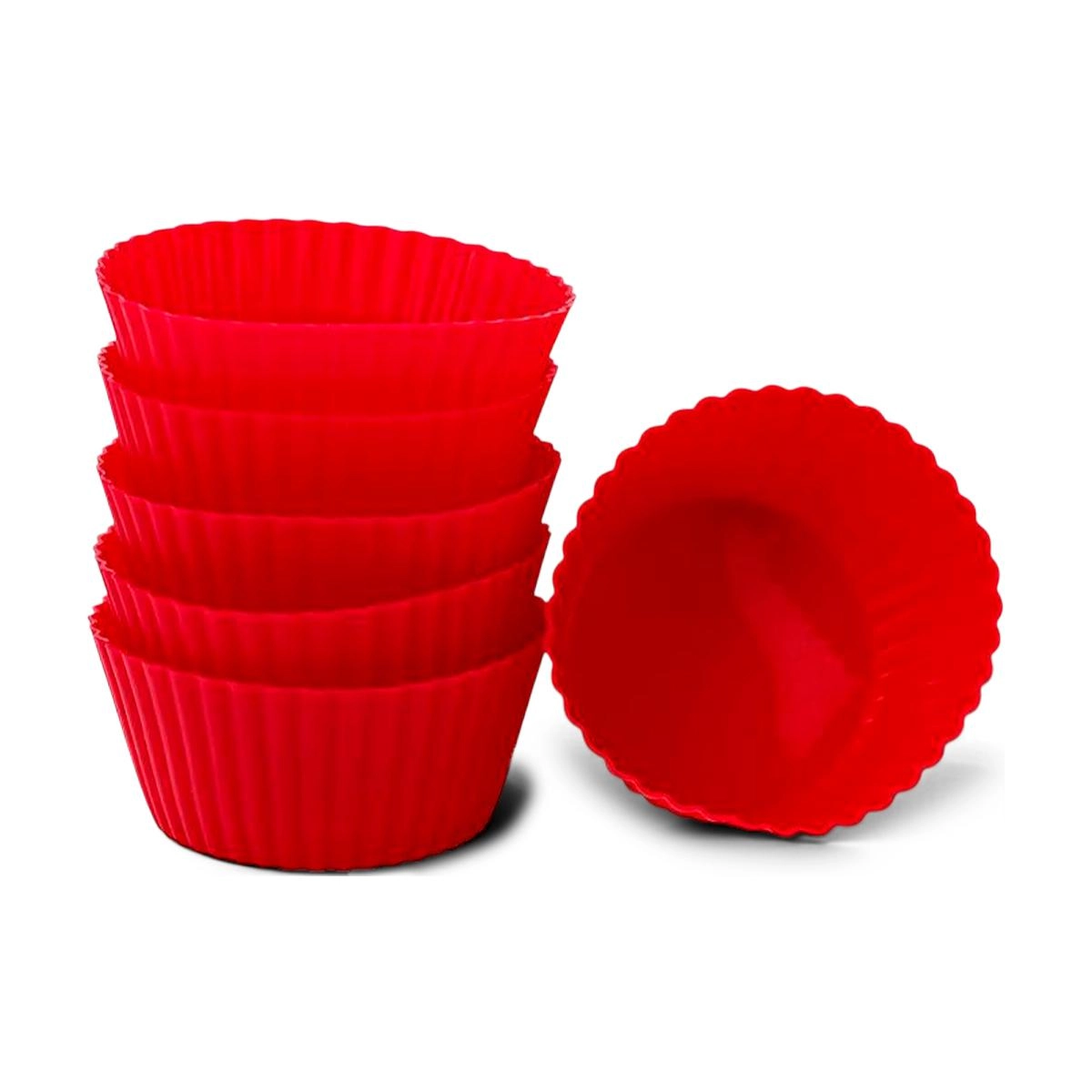 Conjunto de formas para cupcake Panific silicone 7 cm vermelho 6 peças - Wellmix