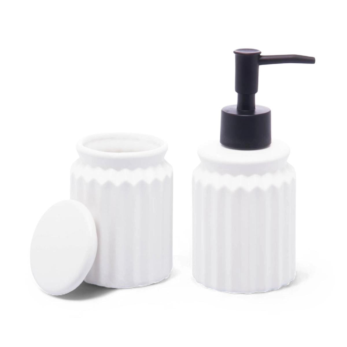 Conjunto para Banheiro Stripes 2 Peças de Cerâmica Lyor Design - Branco