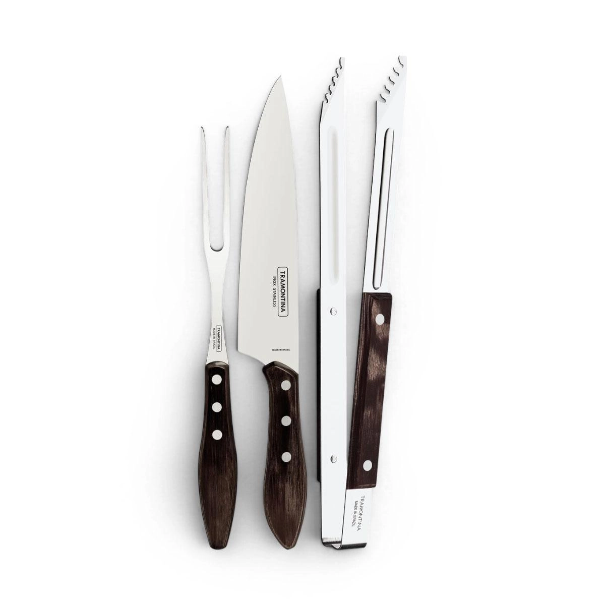 Conjunto para churrasco polywood com faca garfo e pegador 3 peças - Tramontina