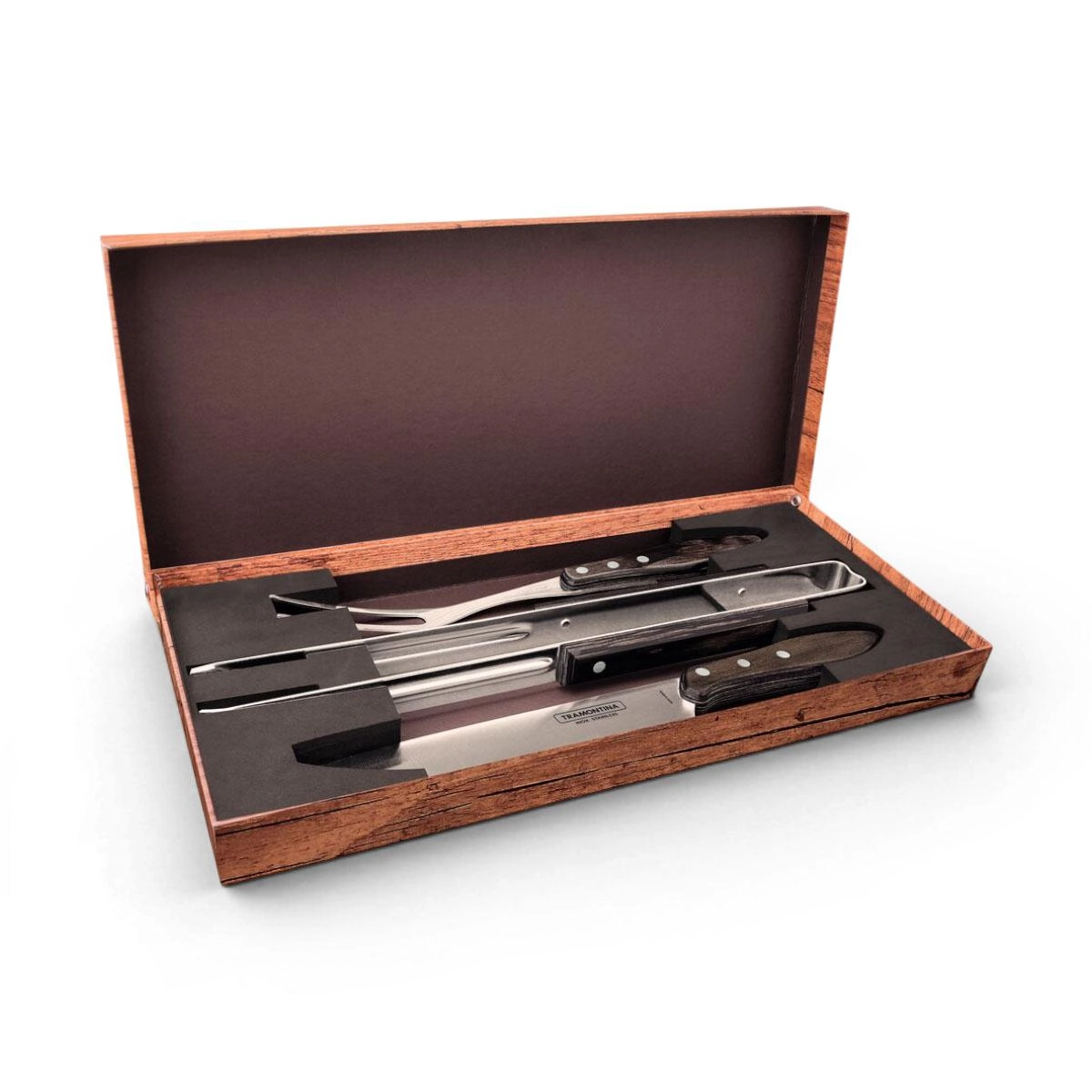 Conjunto para churrasco polywood com faca garfo e pegador 3 peças - Tramontina