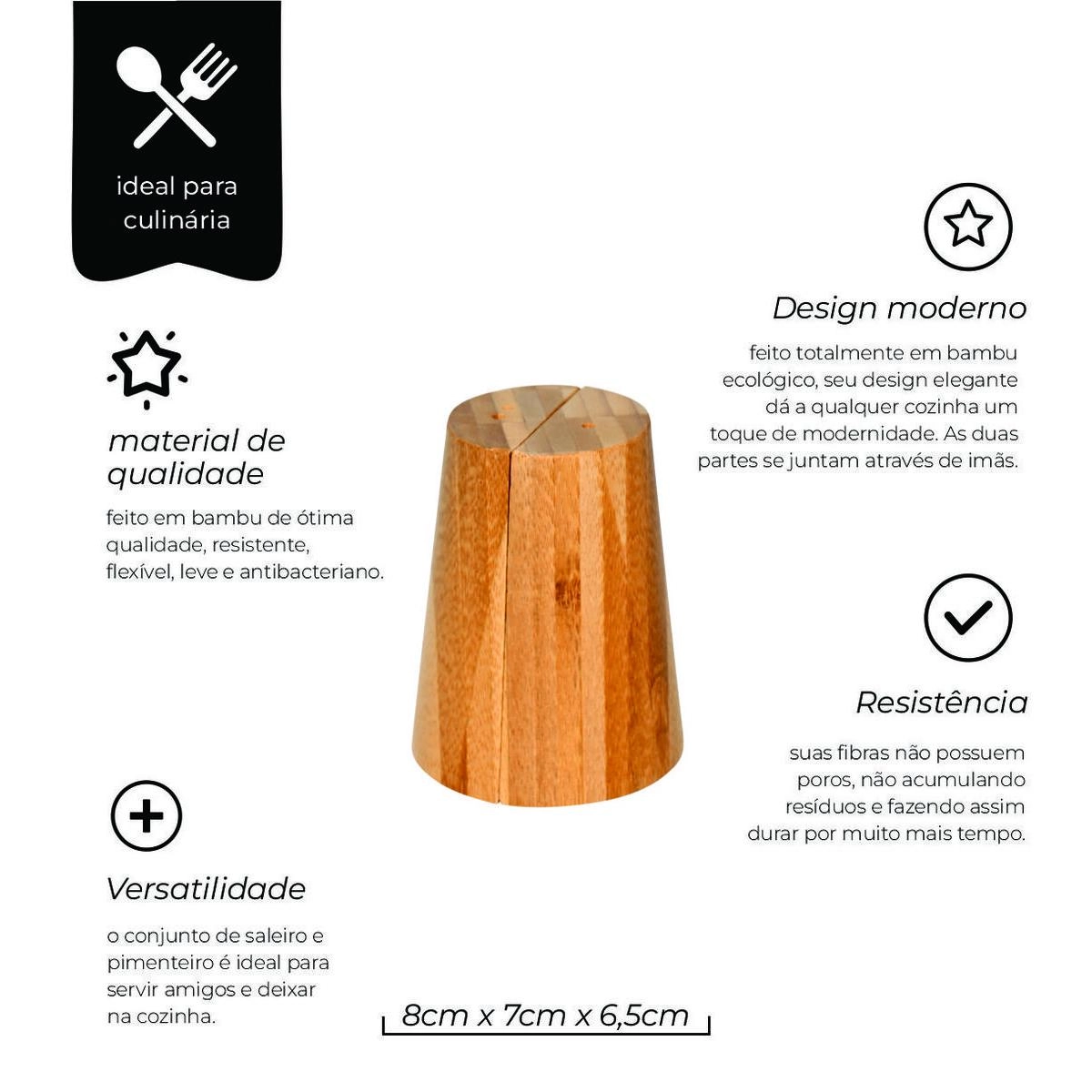 Conjunto saleiro e pimenteiro em bambu Ecokitchen - Mimo Style