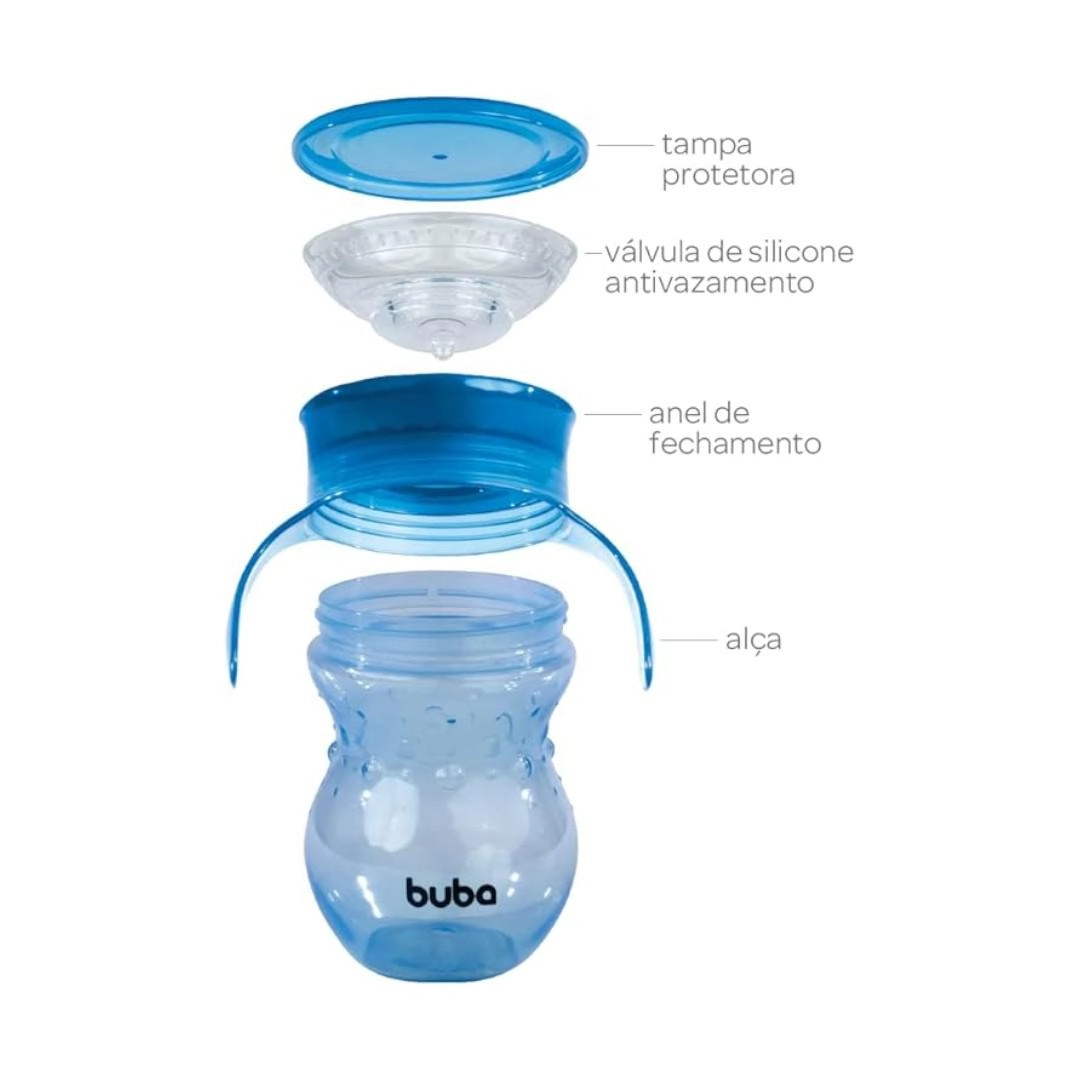 Copo Treinamento 360 Com Alca 250ml Buba- Azul