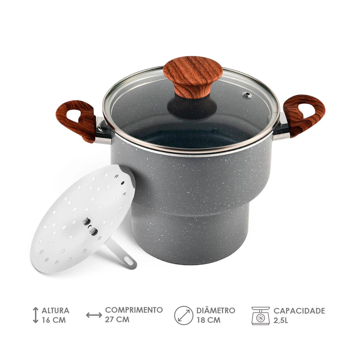 Cuscuzeiro para indução Verona antiaderente 2,5 L - Vista Home