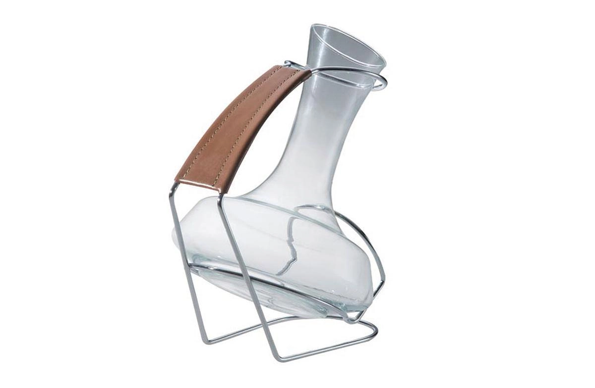 Decanter Firenze com suporte e acabamento em couro - Forma