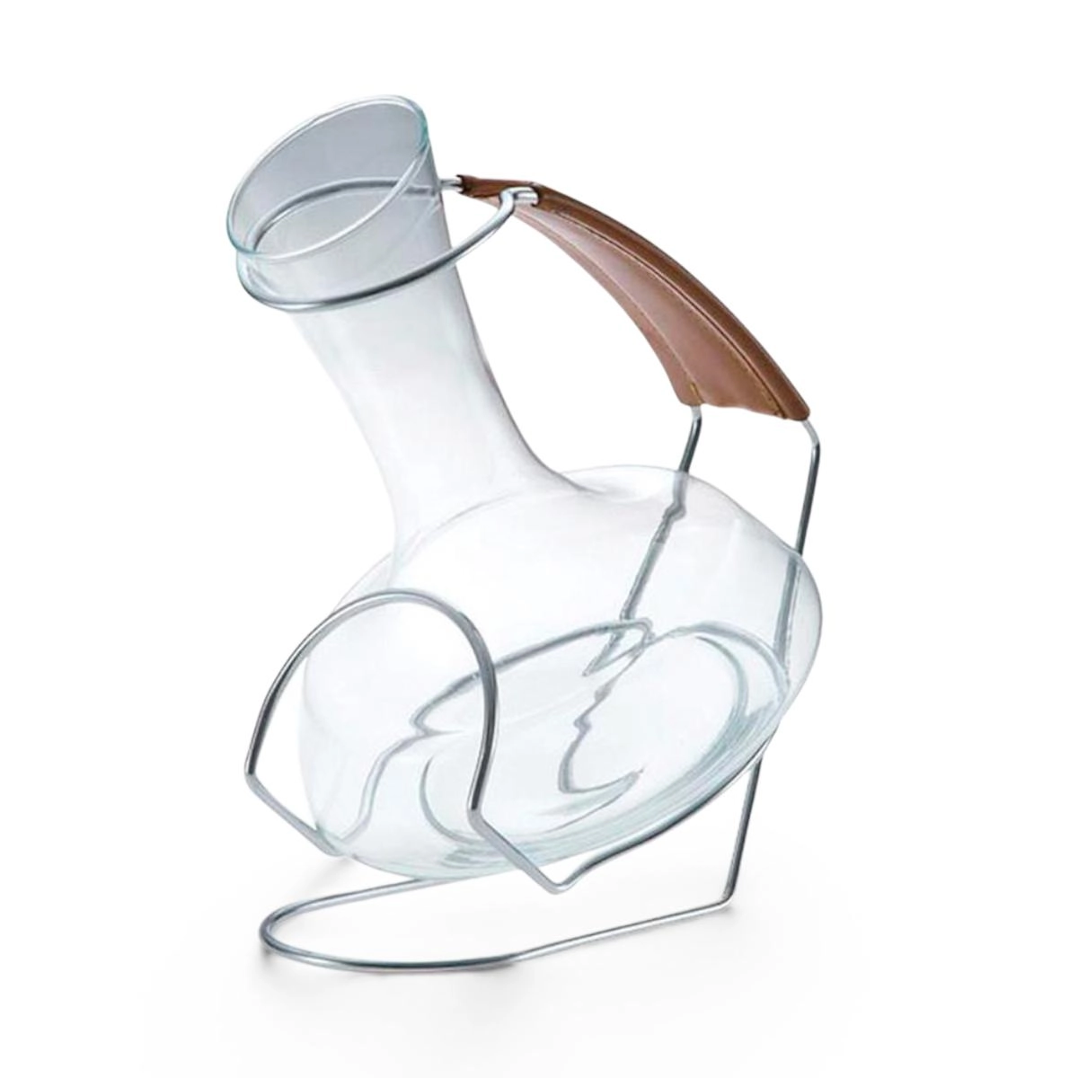 Decanter Firenze com suporte e acabamento em couro - Forma