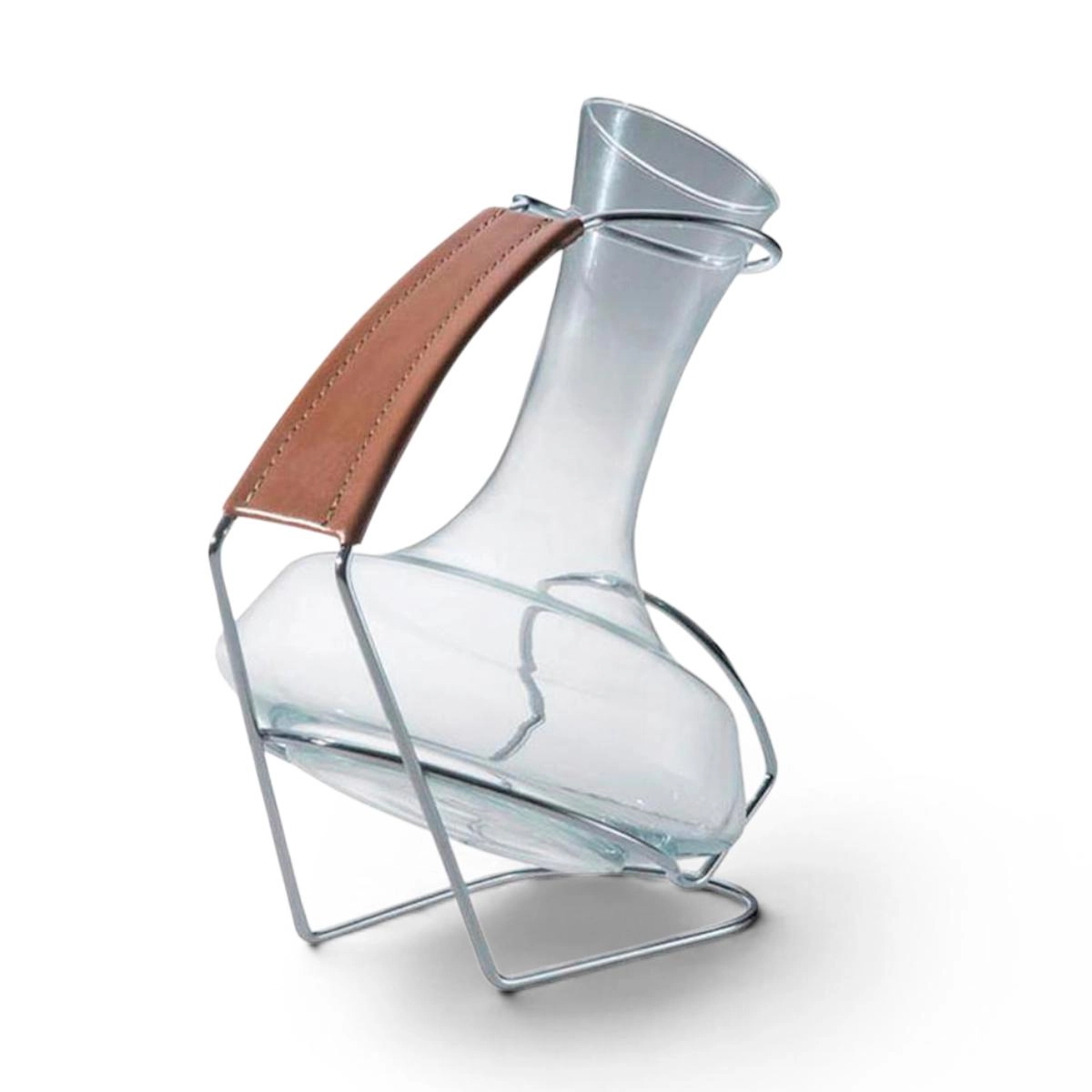 Decanter Firenze com suporte e acabamento em couro - Forma