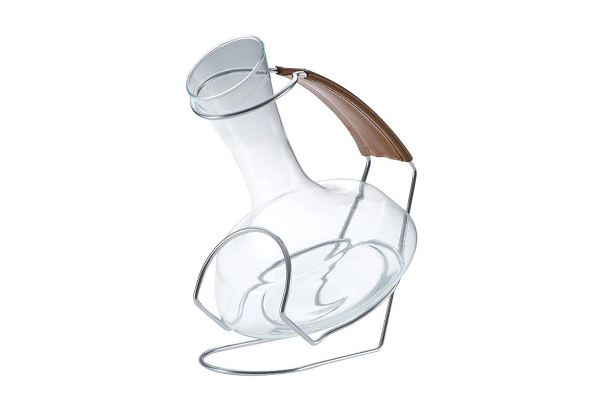 Decanter Firenze com suporte e acabamento em couro - Forma
