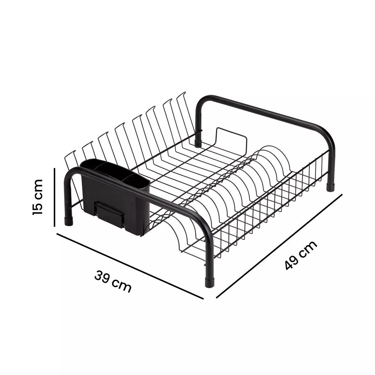 Escorredor de louça New Cama Black com porta talheres e copos - Arthi