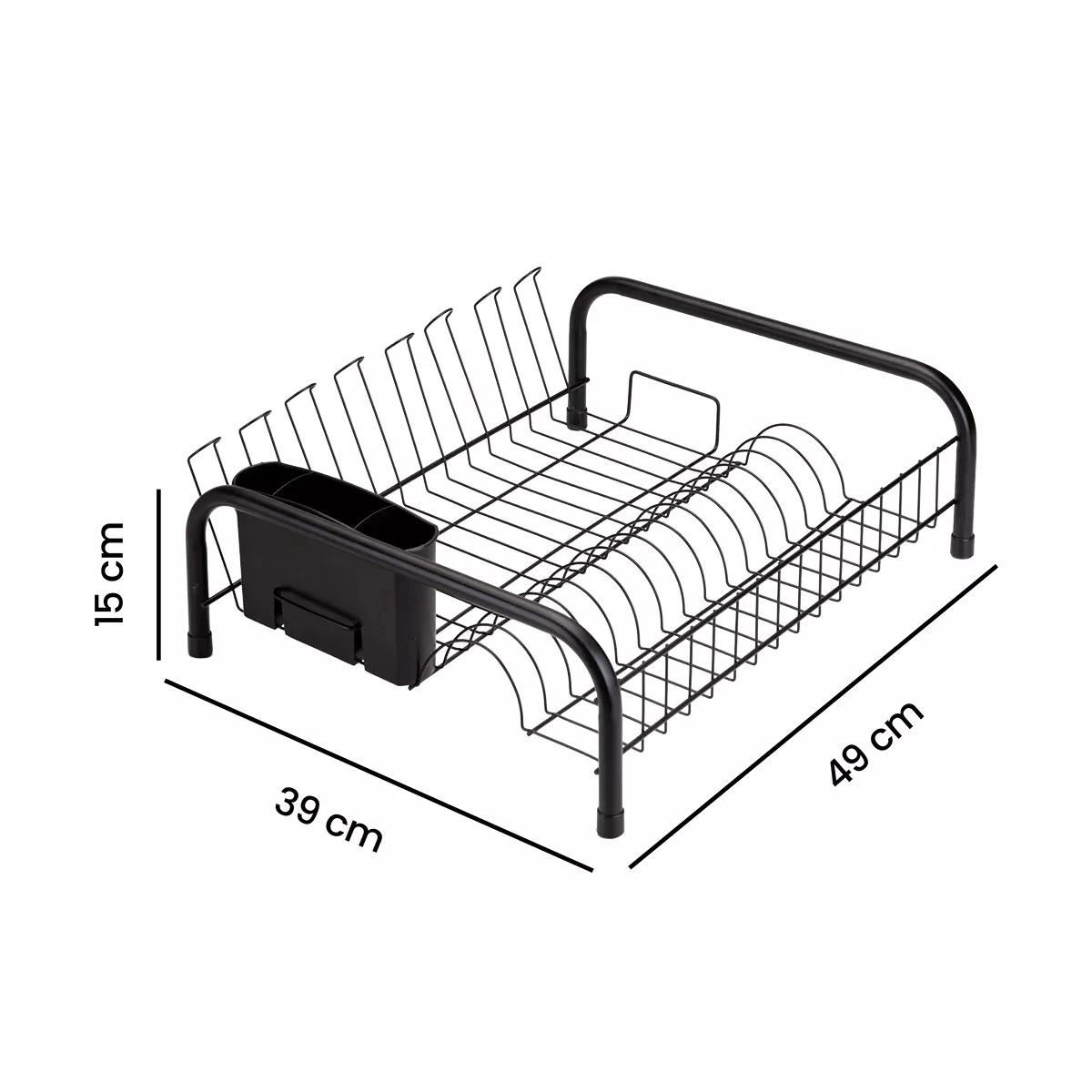 Escorredor de louça New Cama Black com porta talheres e copos - Arthi