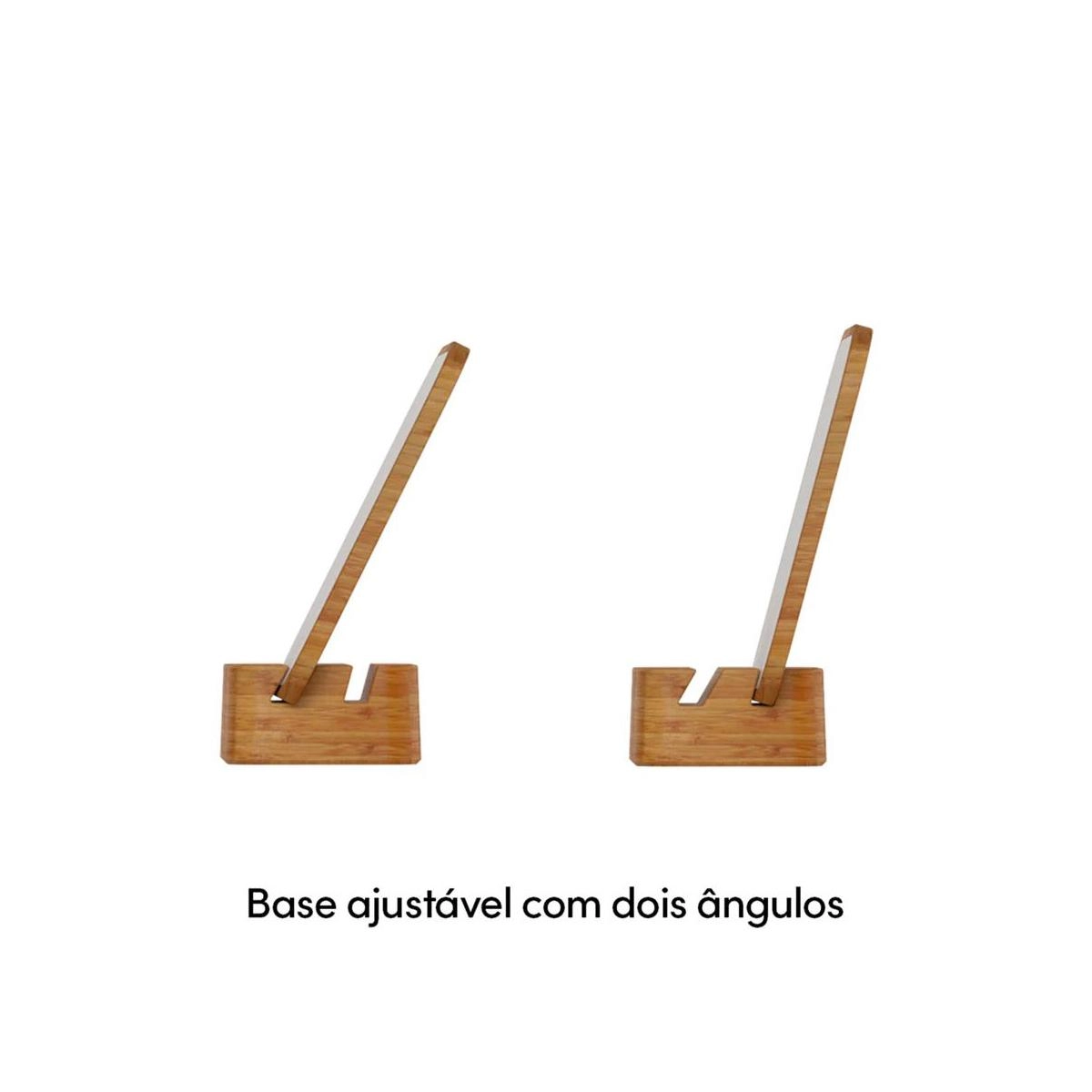 Espelho de bancada Martiplast Ou com moldura e base de bambu 18cm ajustável