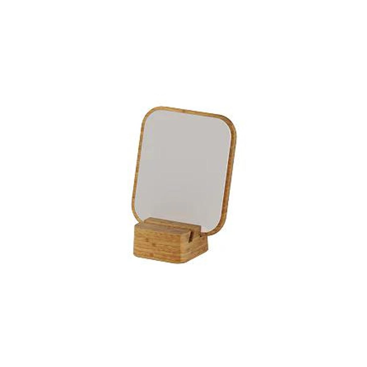 Espelho de bancada Martiplast Ou com moldura e base de bambu 18cm ajustável