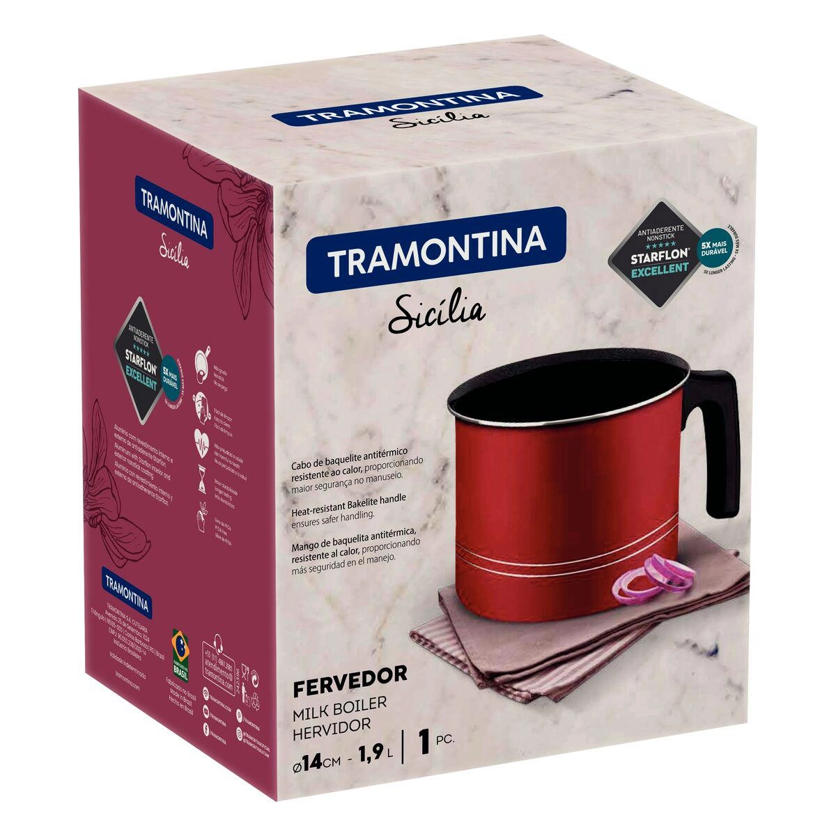 Fervedor Sicília vermelho 14 cm 1,9 L - Tramontina
