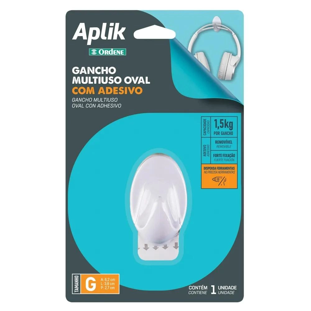 GANCHO ADESIVO OVAL OR30113 GRANDE ORDENE