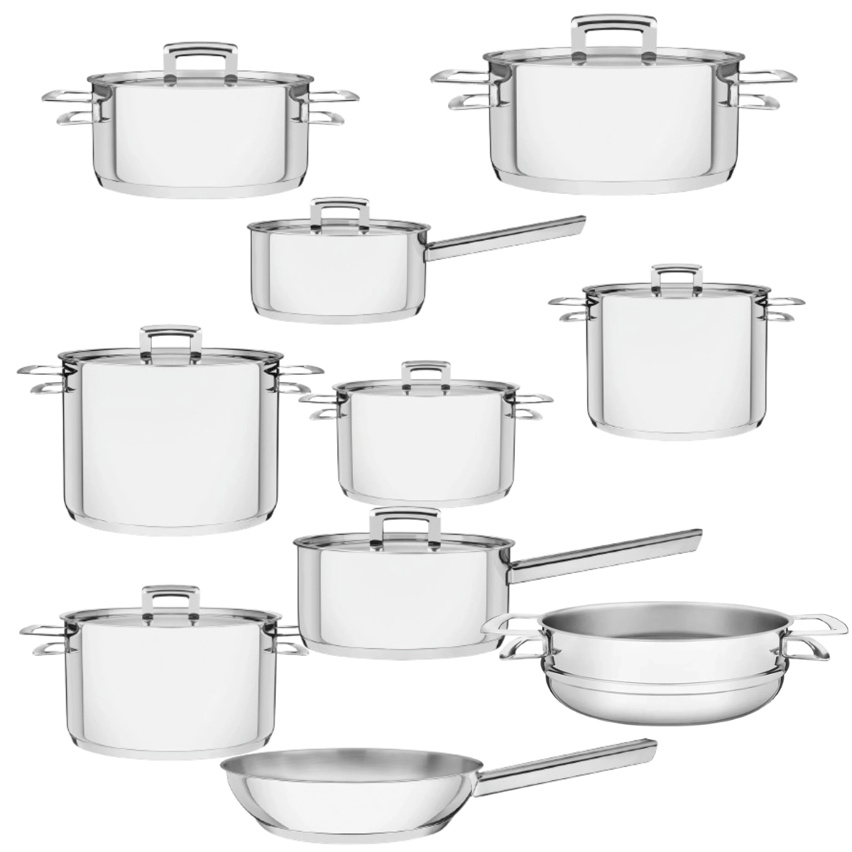 Conjunto de panelas brava 10 peças em aço inox com fundo triplo indução - Tramontina