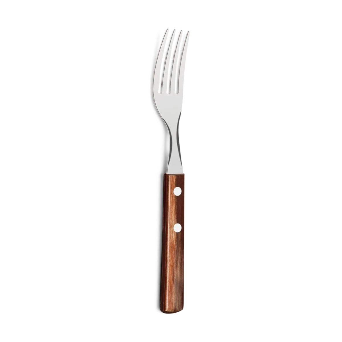 Kit garfos de mesa polywood 12 peças em aço inox com cabo madeira marrom - Tramontina