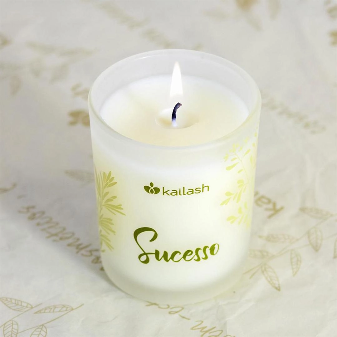 Kit com 3 velas perfumadas energéticas Bons Fluidos 180 g - Kailash