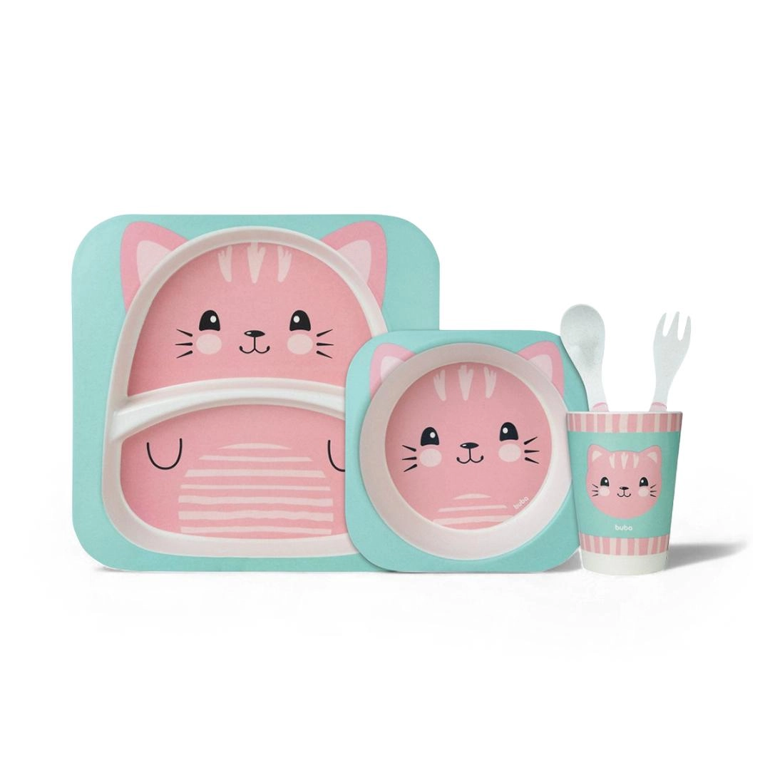 Kit Refeicao Bambu Gatinho 5pcs Buba