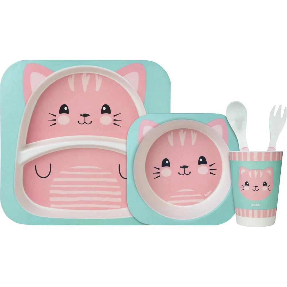 Kit Refeicao Bambu Gatinho 5pcs Buba