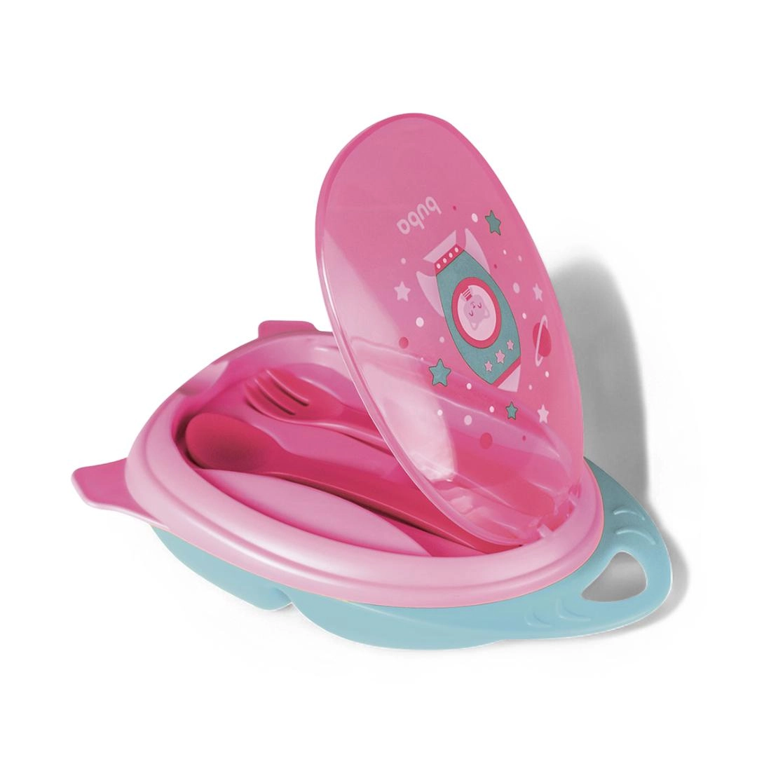 Kit Refeicao Com Talher Foguete Buba- Rosa 